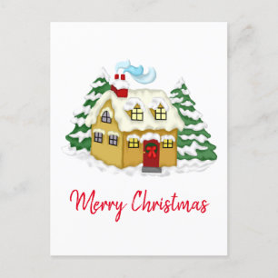 Create Your Own Custom Christmas Tree House Holiday Postcard