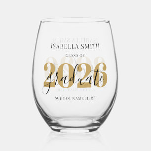 Create Your Own Custom Class of 2026 Graduation Stemless Wine Glass