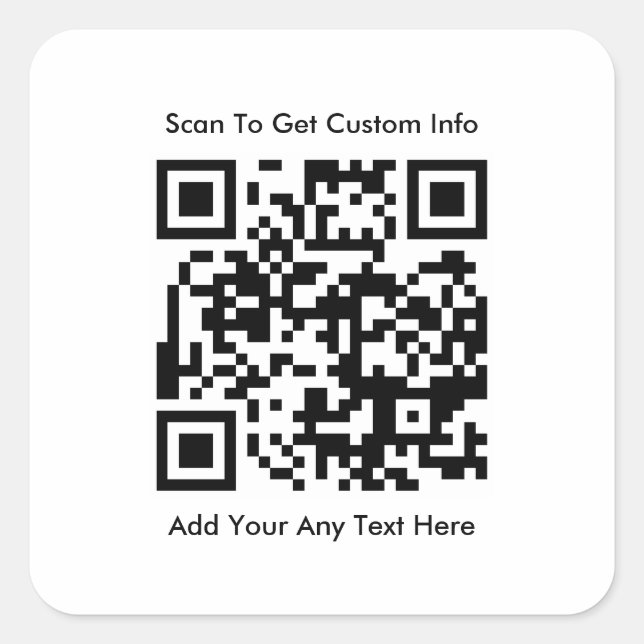Create Your Own Custom Company QR Code  Square Sticker (Front)