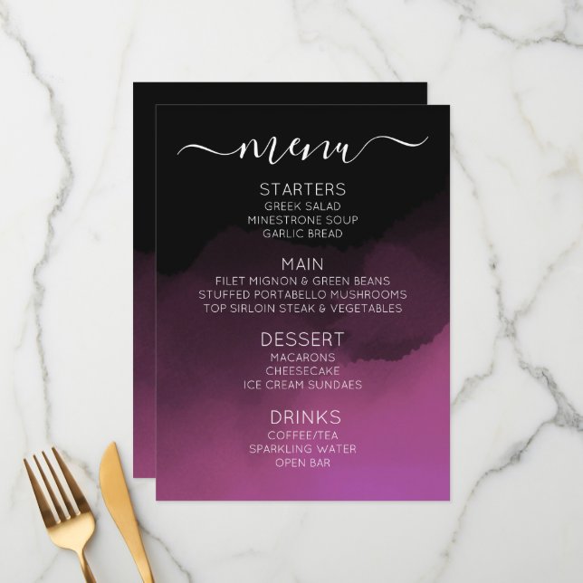 Create Your Own Custom Dark Colourized Ombré  Menu (Front/Back In Situ)
