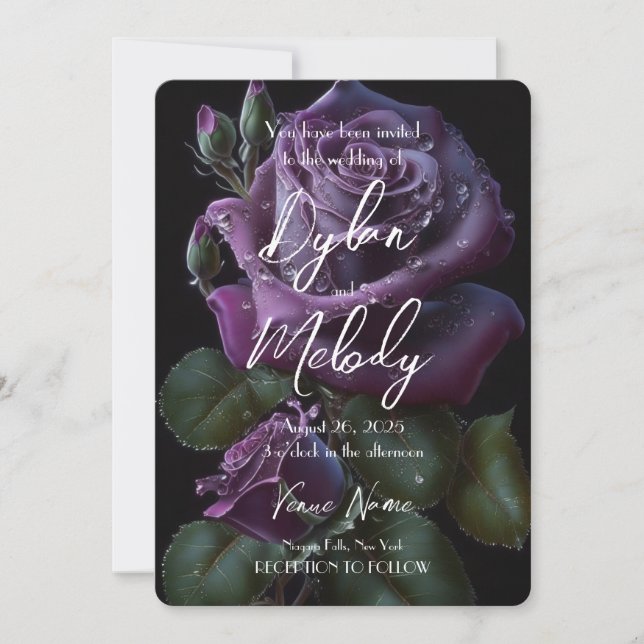 Create Your Own Custom Dark Purple Roses Invitation (Front)