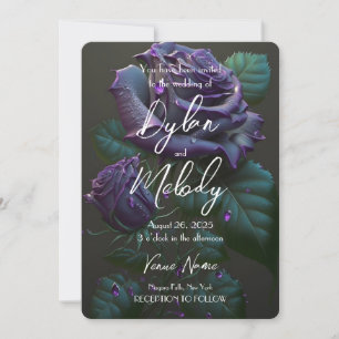 Create Your Own Custom Deep Purple Roses Invitation