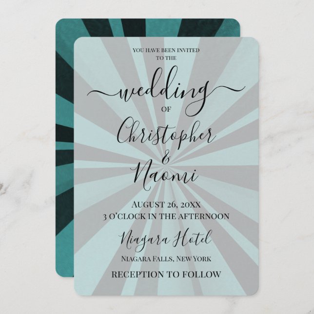 Create Your Own Custom Deep Retro Sunburst Invitation (Front/Back)