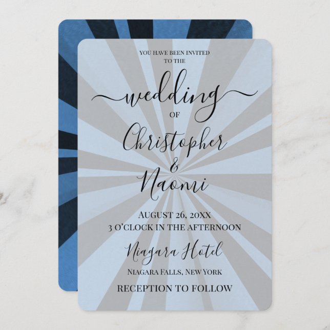 Create Your Own Custom Deep Retro Sunburst Invitation (Front/Back)