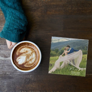 Create Your Own Custom Elegant Wedding Photo Glass Coaster