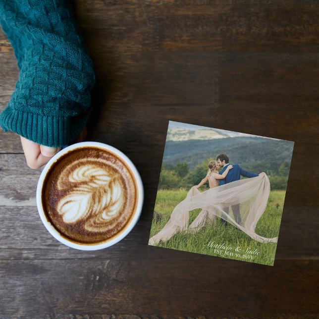 Create Your Own Custom Elegant Wedding Photo Glass Coaster (Creator Uploaded)