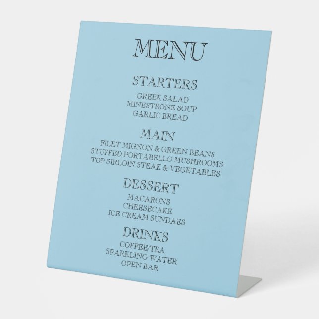 Create Your Own Custom Event/Restaurant Menu Pedestal Sign (Front)