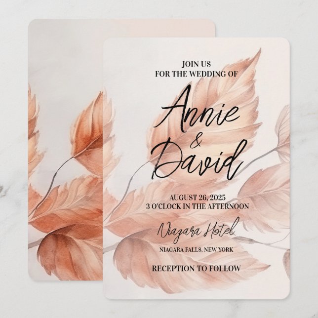 Create Your Own Custom Fall Leaves Wedding Invitation (Front/Back)