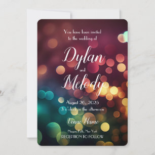 Create Your Own Custom Fall Rainbow Bokeh Wedding Invitation