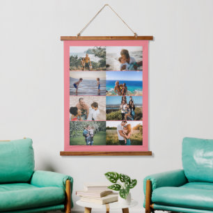 Create your own Custom Family 8 Photo Collage Hang Hanging Tapestry