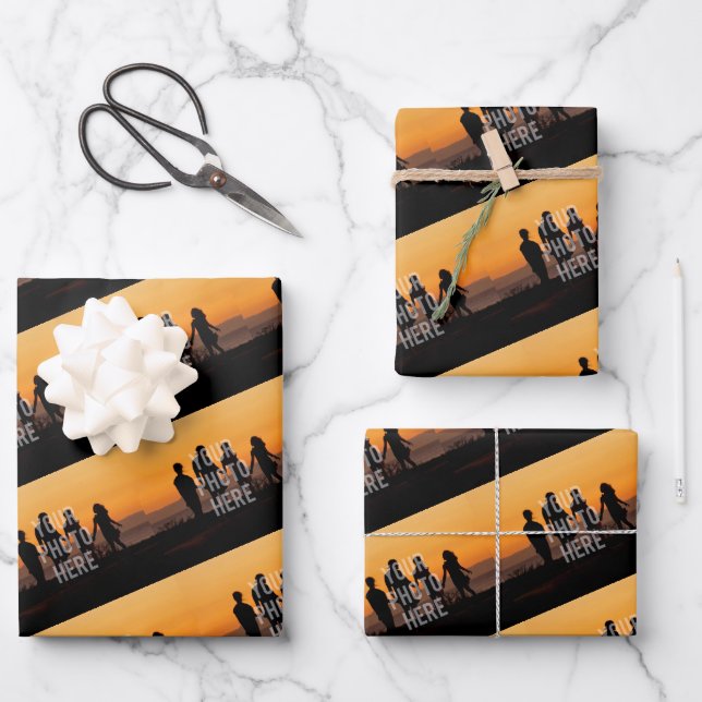 Create Your Own Custom Family Photo Keepsake Wrapping Paper Sheet (Front)
