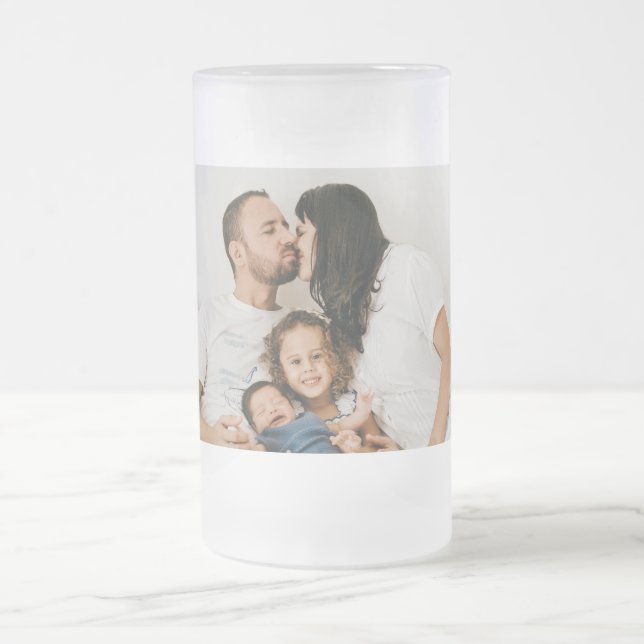 Create Your Own Custom Family Photo Personalised   Frosted Glass Beer Mug (Center)