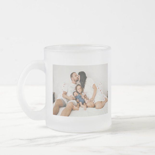 Create Your Own Custom Family Photo Personalised   Frosted Glass Coffee Mug (Left)
