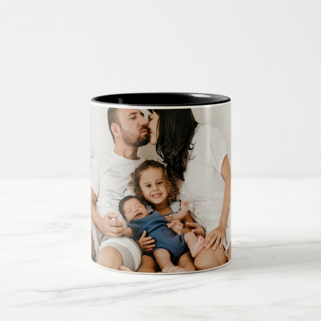 Create Your Own Custom Family Photo Personalised   Two-Tone Coffee Mug (Center)