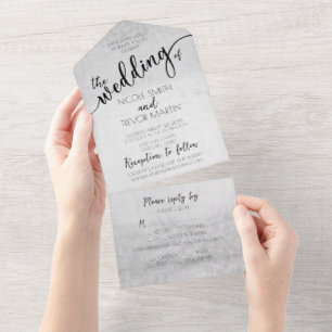 Create Your Own Custom Grey Grunge Vintage All In One Invitation