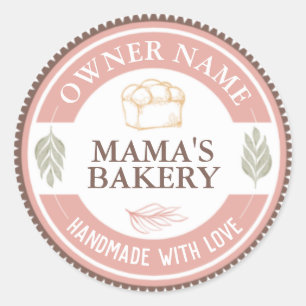 Create your own Custom Handmade with Love Bakery  Classic Round Sticker
