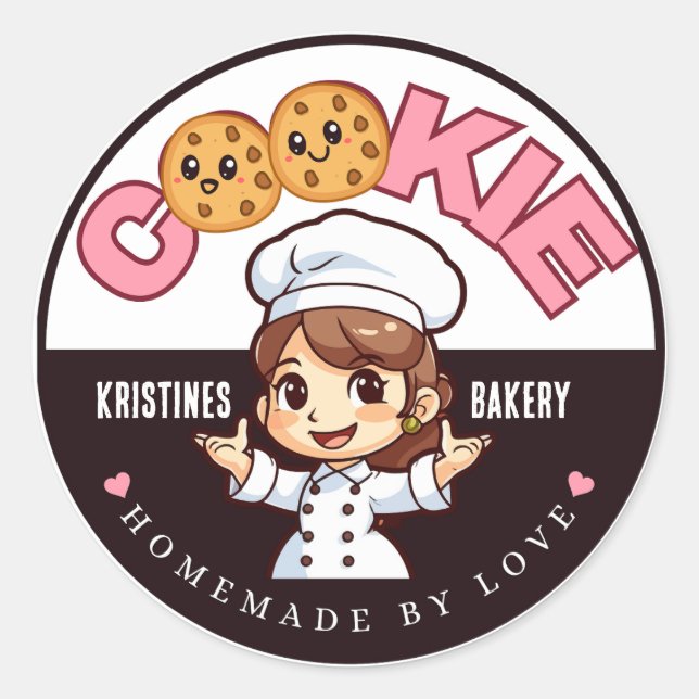 Create your own Custom Homemade with love Bakery Classic Round Sticker (Front)