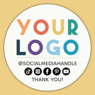 Create Your Own Custom Logo Business Social Media Classic Round Sticker