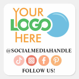 Create Your Own Custom Logo Business Social Media  Square Sticker