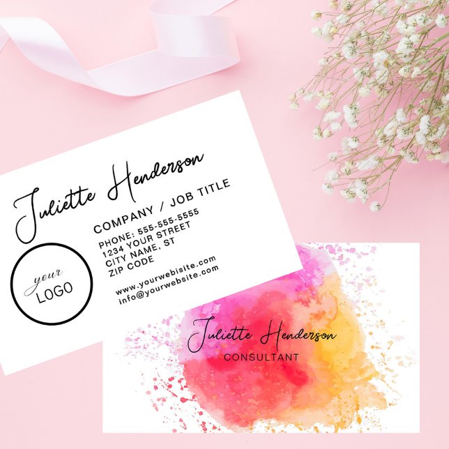 Create Your Own Custom Logo Photo Modern Script Business Card (Creator Uploaded)