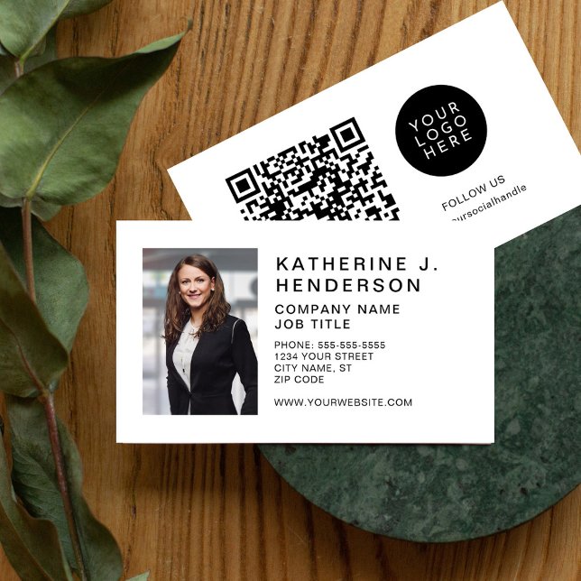 Create Your Own Custom Logo QR Photo Modern Business Card (Creator Uploaded)