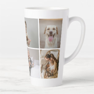 Create your own custom made 5 photo personalized latte mug