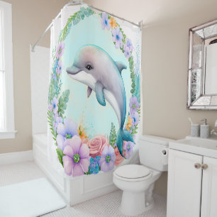 Create Your Own Custom Made Dolphins Design on Shower Curtain