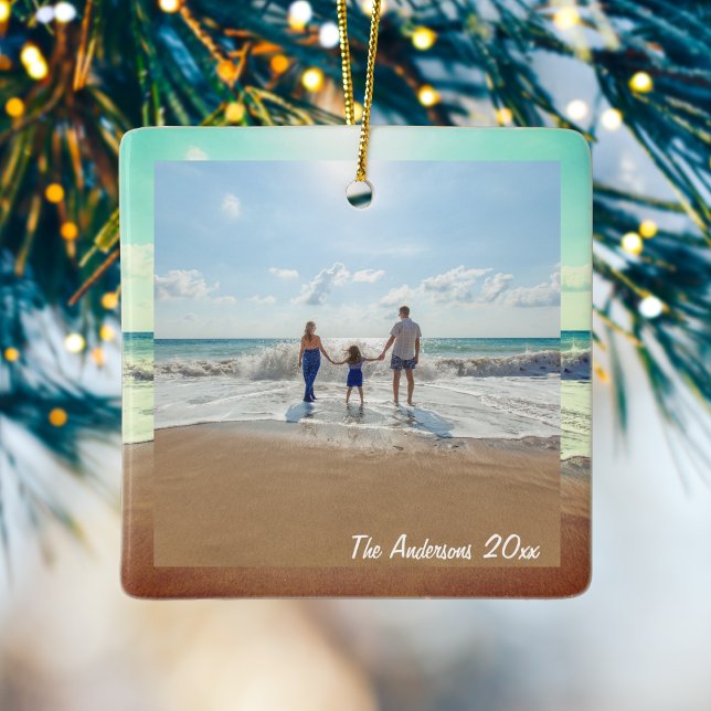 Create Your Own Custom Memorable Family Photo Ceramic Ornament (Creator Uploaded)