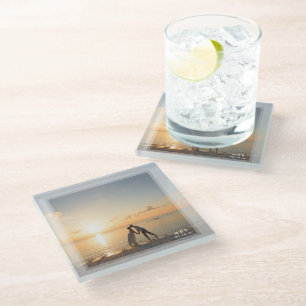 Create Your Own Custom Memorable Wedding Photo Glass Coaster