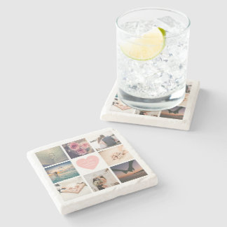Create Your Own Custom Memorable Wedding Photo Stone Coaster
