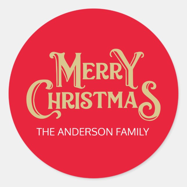 Create Your Own Custom Merry Christmas Classic Round Sticker (Front)