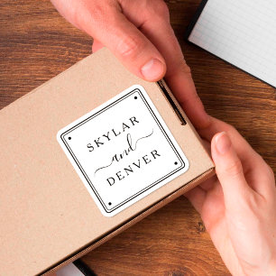 Create Your Own Custom Minimalist Couple's Names Square Sticker