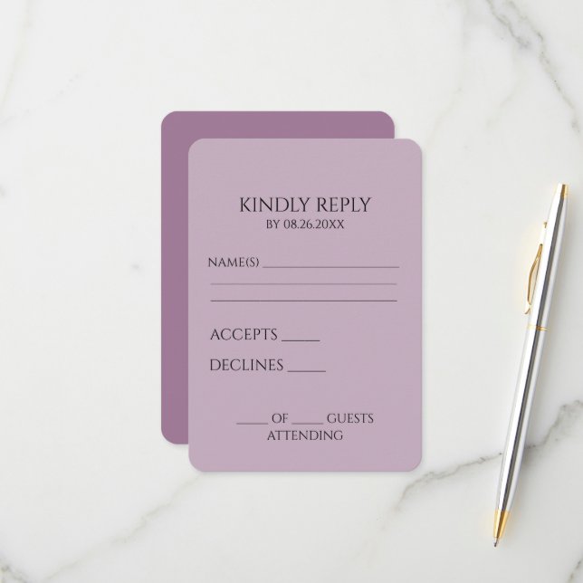 Create Your Own Custom Minimalist RSVP Card (Front/Back In Situ)