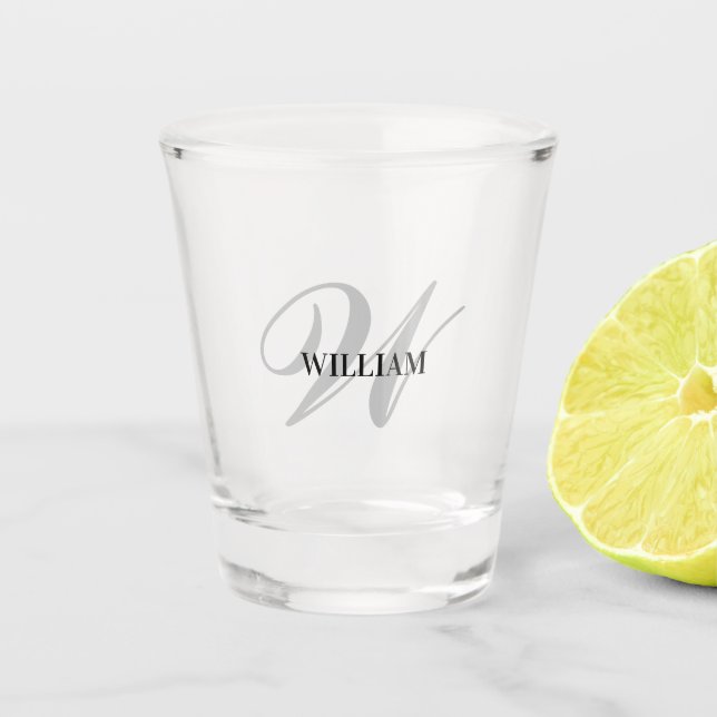 Create Your Own Custom Monogram And Name Black Shot Glass (Front)