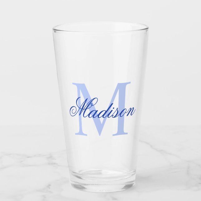 Create Your Own Custom Monogram And Name Blue Glass (Front)