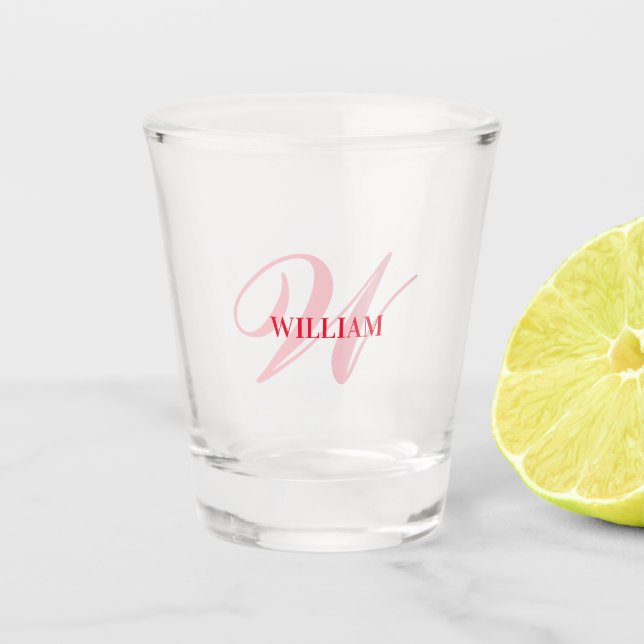 Create Your Own Custom Monogram And Name Red Shot Glass (Front)