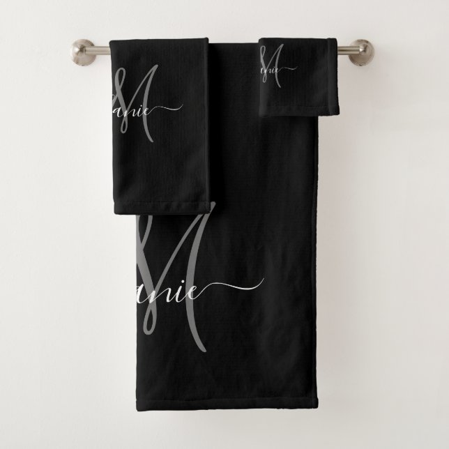 Create Your Own Custom Monogram And Name Script Bath Towel Set (Insitu)