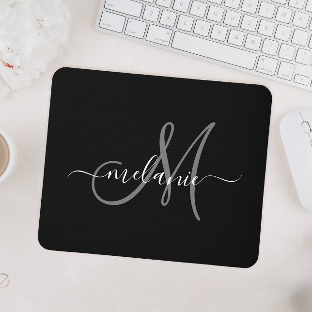 Create Your Own Custom Monogram And Name Script Mouse Mat (Creator Uploaded)