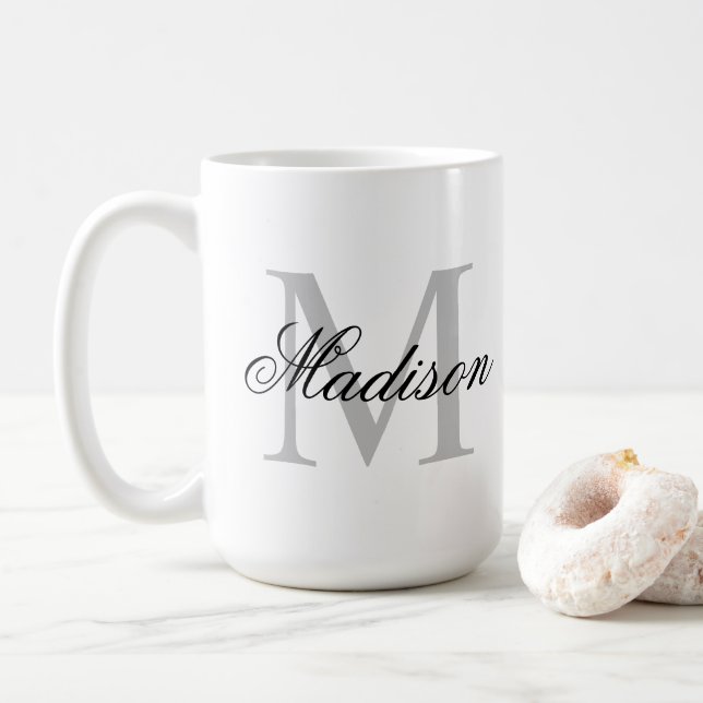 Create Your Own Custom Name Monogram Coffee Mug (With Donut)