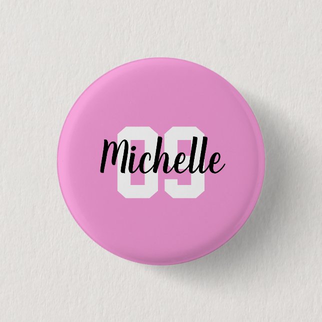 Create Your Own Custom Name Number Pink  3 Cm Round Badge (Front)