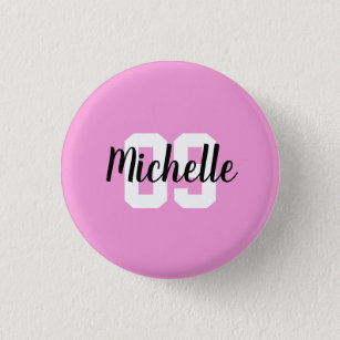 Create Your Own Custom Name Number Pink  3 Cm Round Badge