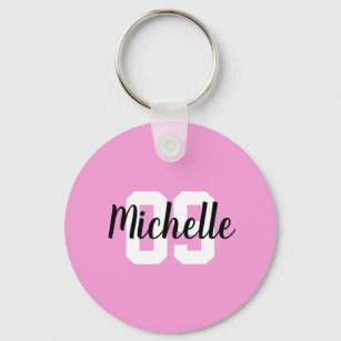 Create Your Own Custom Name Number Pink Soccer  Key Ring