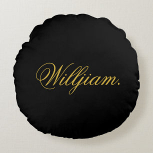 Create Your Own Custom Name on This Black Round Cushion