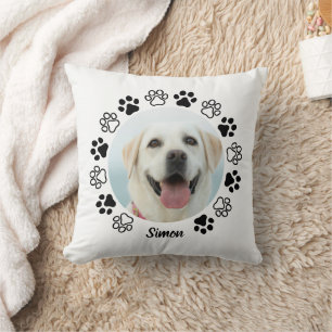 Create Your Own Custom Name Pet Photo Paw Print Cushion