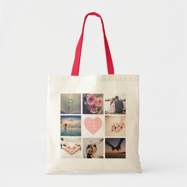 Create Your Own Custom Newlyweds Wedding Photo Tote Bag (Front)