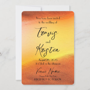 Create Your Own Custom Orange Background Wedding Invitation