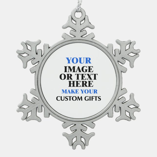 Create Your Own Custom Personalised  Snowflake Pewter Christmas Ornament (Front)
