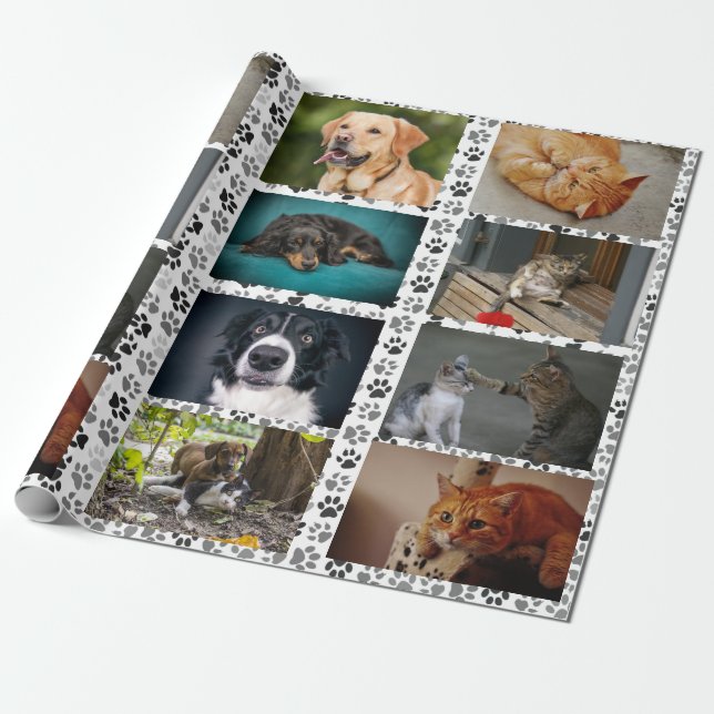 Create Your Own Custom Pet Photo Cat Dog Wrapping Paper (Unrolled)