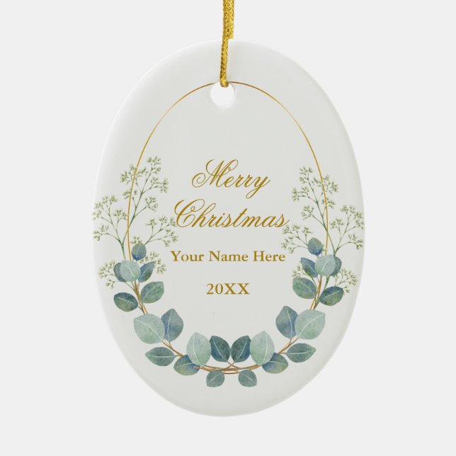 Create Your Own Custom Photo and Text Christmas Ceramic Tree Decoration (Front)