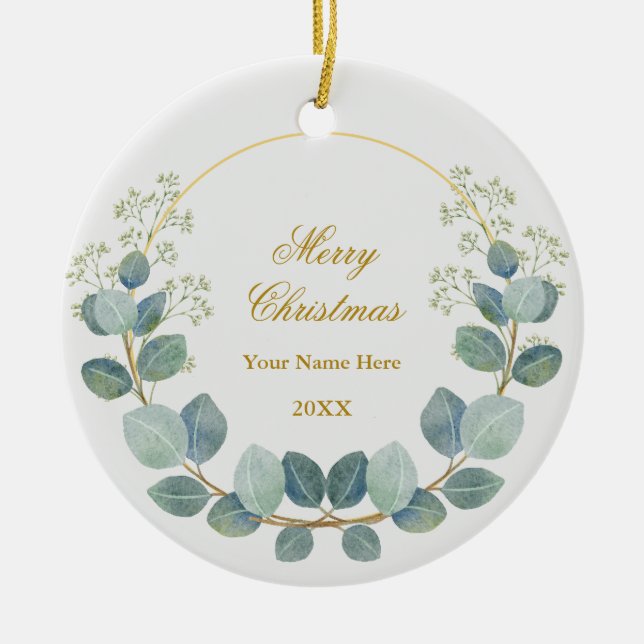 Create Your Own Custom Photo and Text Christmas Ceramic Tree Decoration (Front)